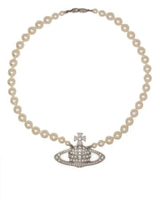 row-pearl orb-charm necklace