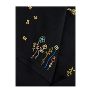 Black Multicoloured Floral Embroidery Crew Neck Long Sleeves Ribbed Cuffs and Hem Relaxed Fit