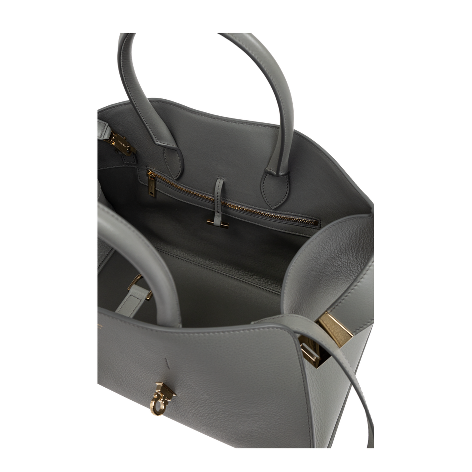 Hug Medium Leather Handbag - Ash Grey
