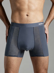 Men Mesh Blue Solid Luxury Elastic Trunk by Manaca