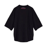 Palm Angels Double Logo Overszied Black Fuchsia T-Shirt