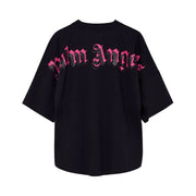 Palm Angels Double Logo Overszied Black Fuchsia T-Shirt