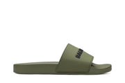 Balenciaga Pool Slides Khaki Black 3D Logo