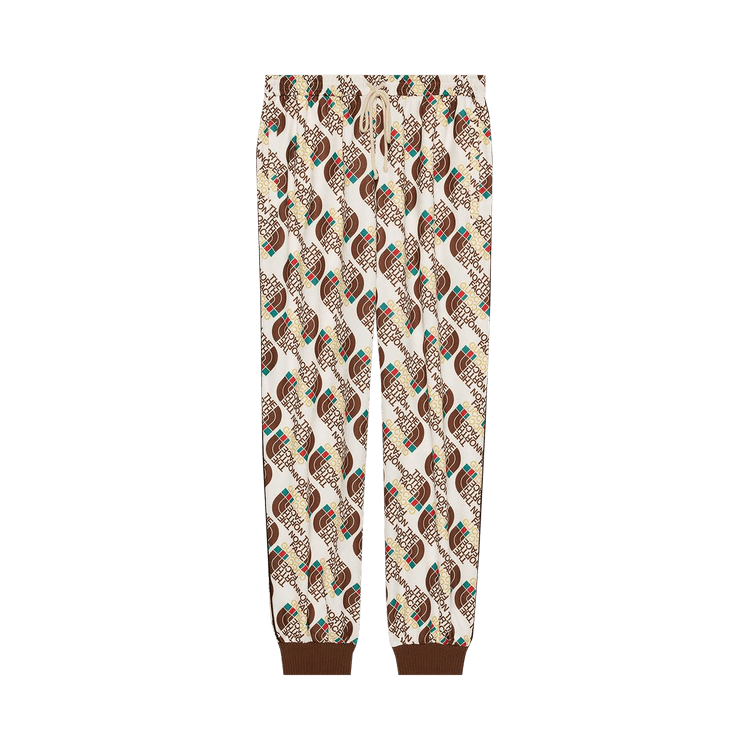 The North Face x Gucci Web Print Technical Jersey Jogging Pants Ivory/Brown