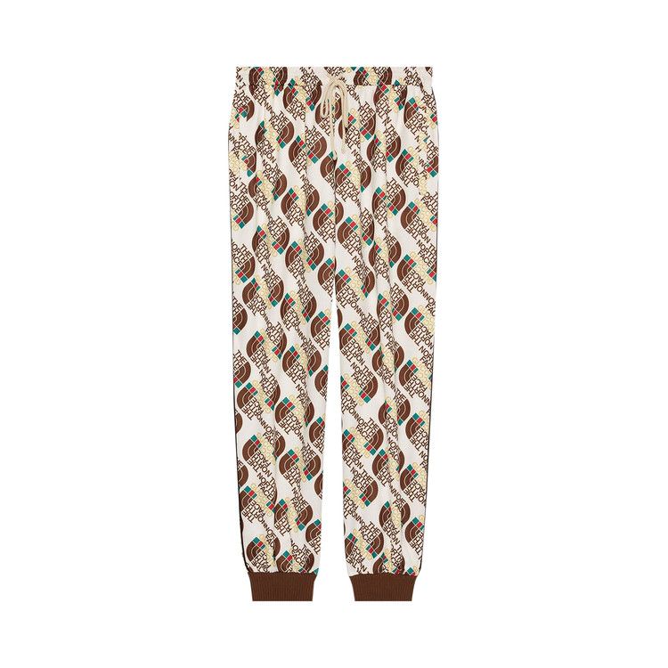 The North Face x Gucci Web Print Technical Jersey Jogging Pants Ivory/Brown