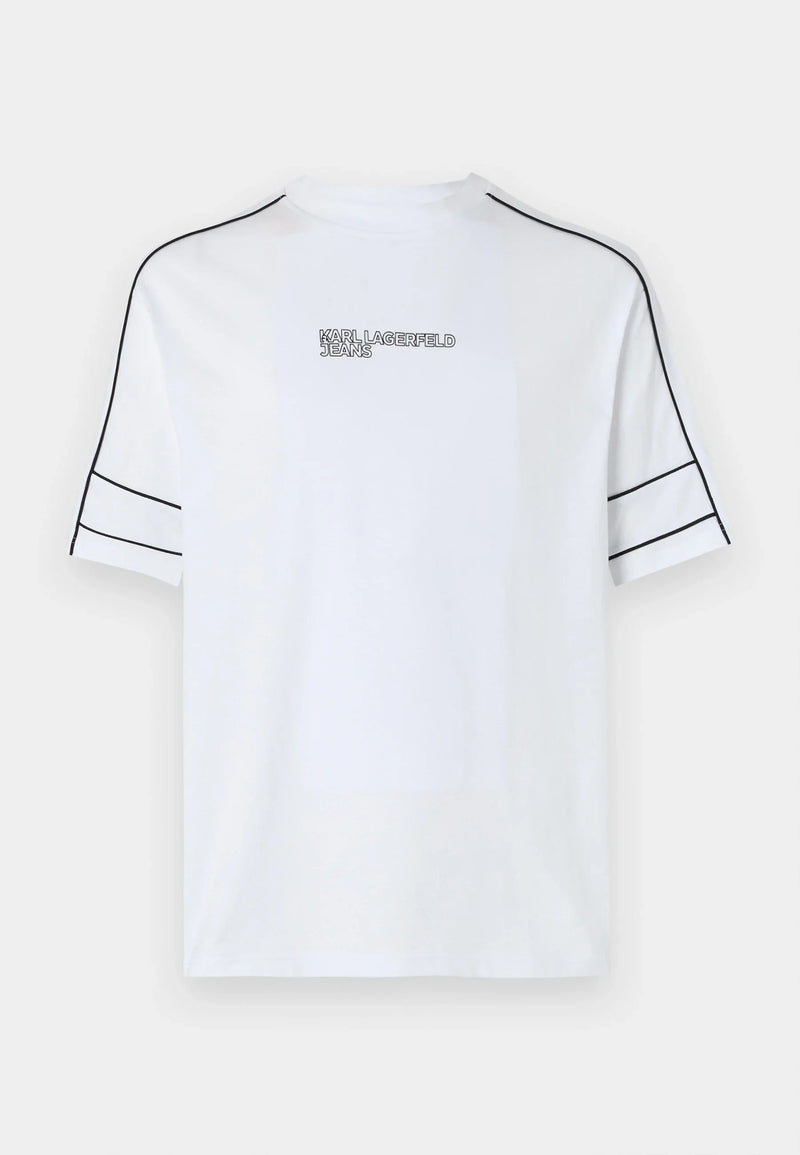 Karl Lagerfeld Jeans RELAXED PIPING TEE - Print T-shirt - white