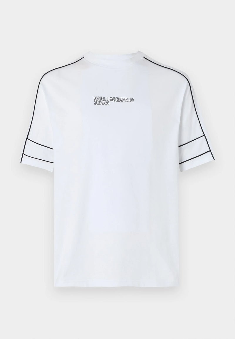 Karl Lagerfeld Jeans RELAXED PIPING TEE - Print T-shirt - white