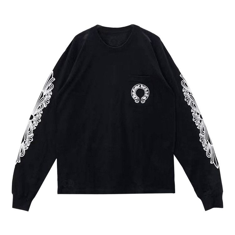 Chrome Hearts Horseshoe Long-Sleeve T-Shirt Black/White