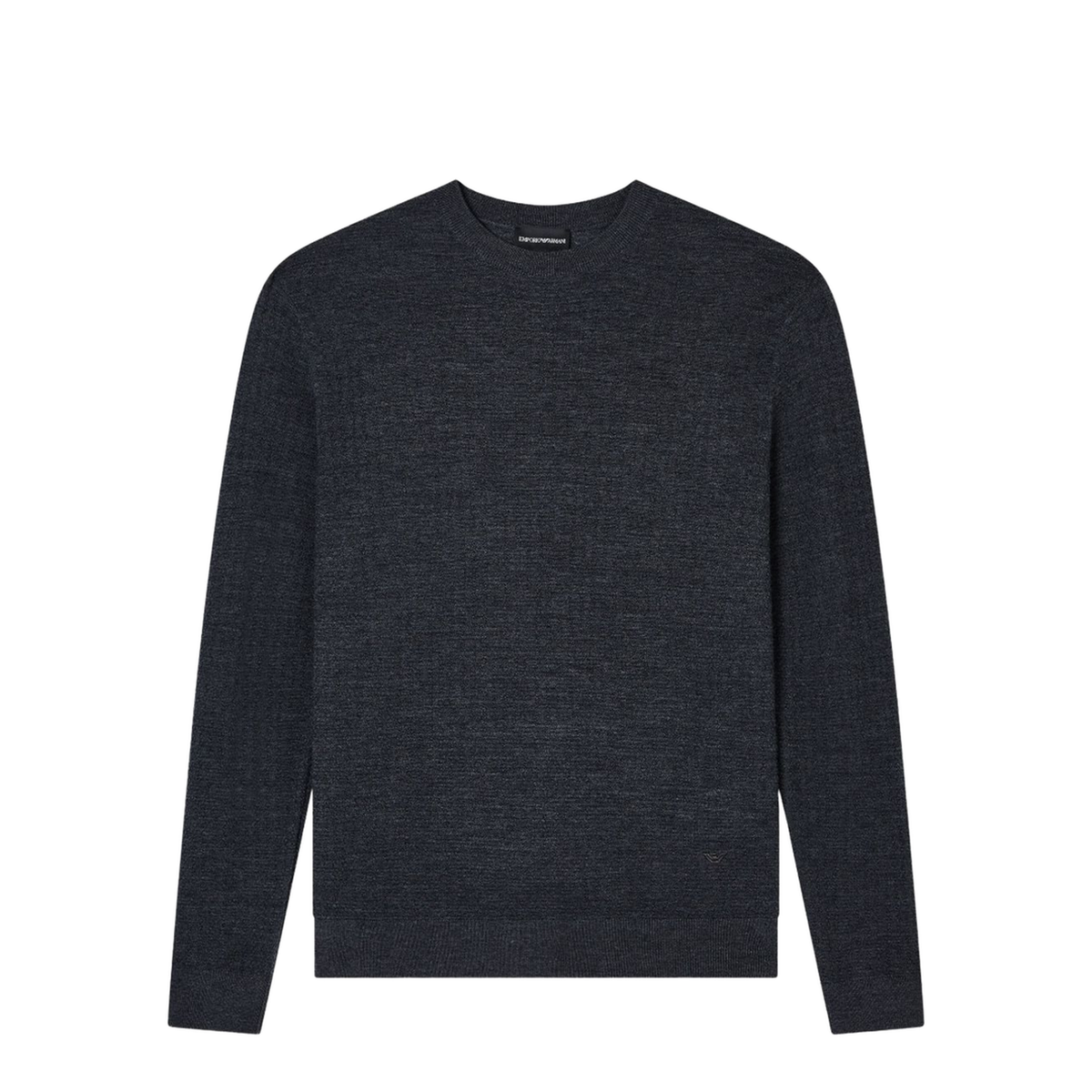 Dark Grey Textured Knit Round Neck Long Sleeve Top