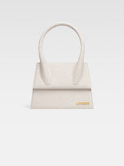 Jacquemus The Large Chiquito Linen Structured Bag Light Greige