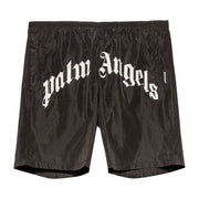 Palm Angels Curved Logo Swim Shorts Black/White