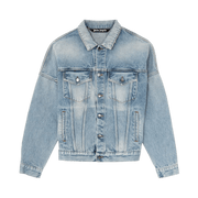 Palm Angels Logo Over Denim Jacket Blue/White
