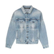 Palm Angels Logo Over Denim Jacket Blue/White