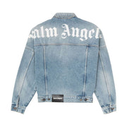 Palm Angels Logo Over Denim Jacket Blue/White