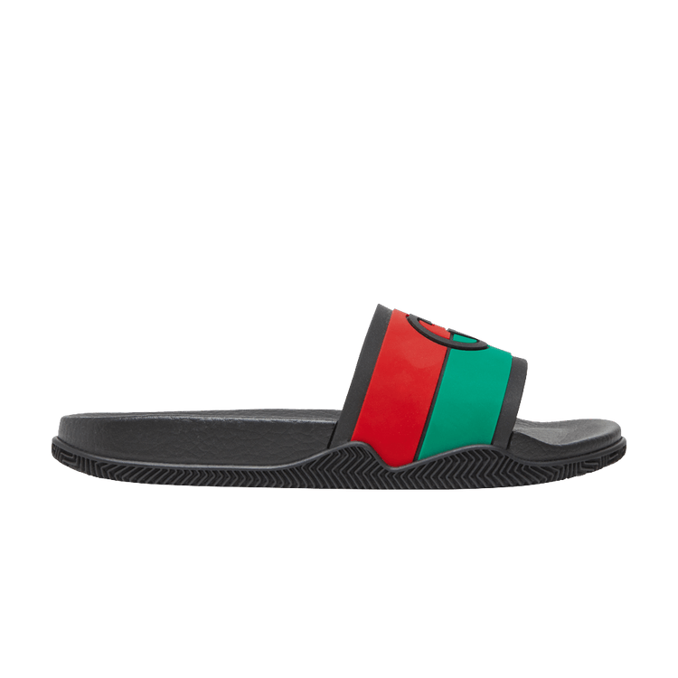 Gucci Slide Interlocking G - Black Red Green
