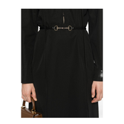 Cotton Poplin Dress with Belt in Black