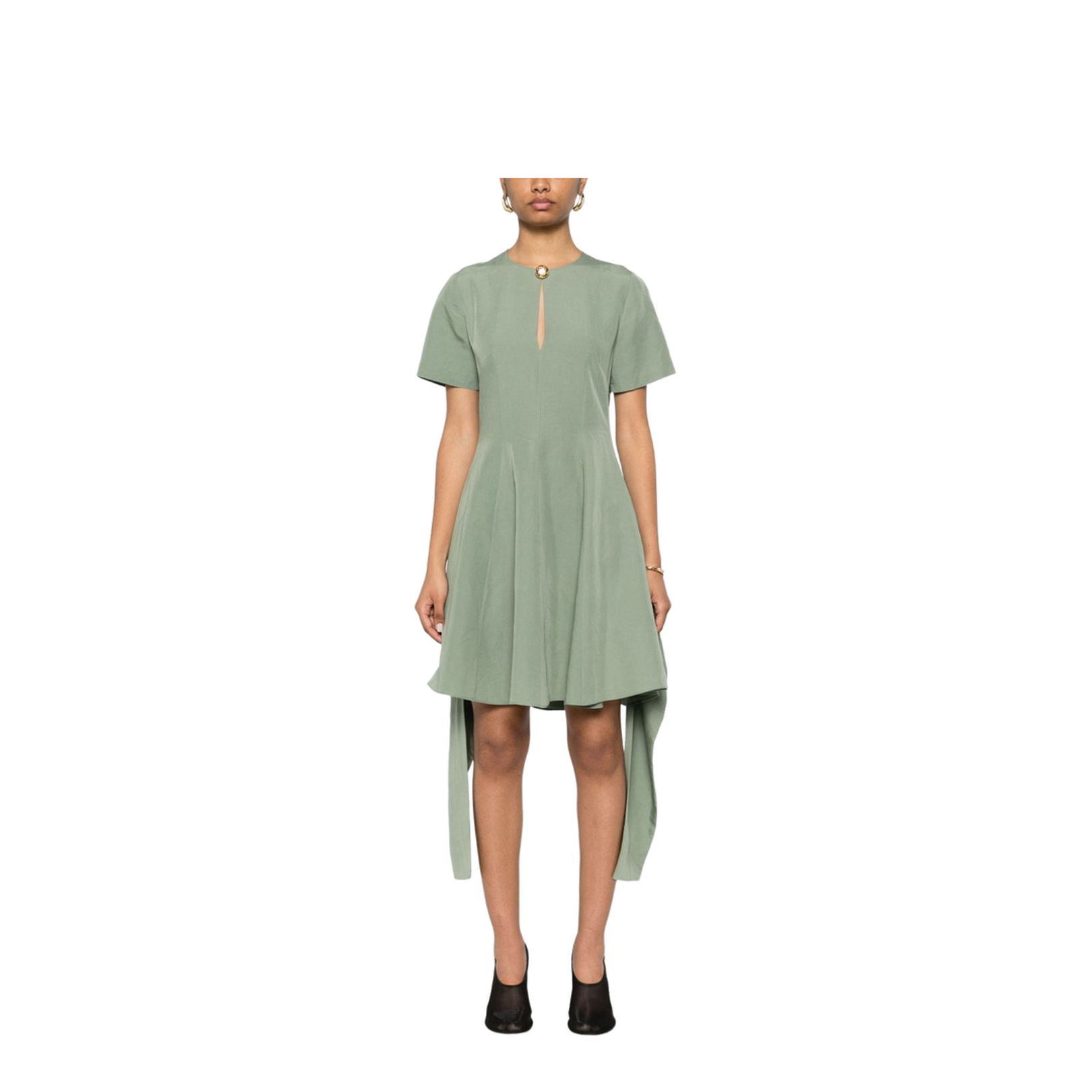 Pebble Dress in Viscose and Linen - Green
