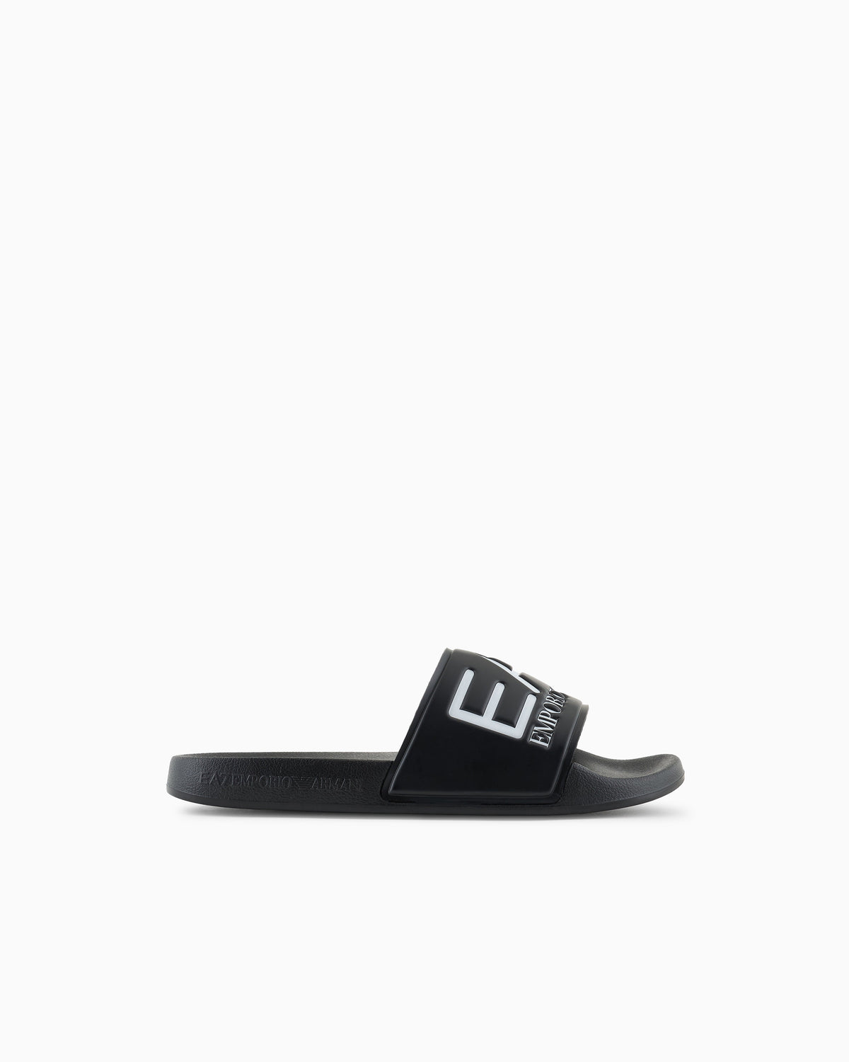 EA7 Logo slides with a wide band and anti-slip rubber soles