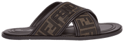 Fendi FF Motif Fabric Slide Embroidered Logo - Tobacco