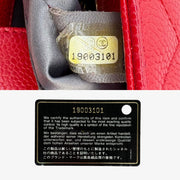 JAH232 - CHANEL Vintage Red Caviar Leather Embossed Logo PST Tote Bag