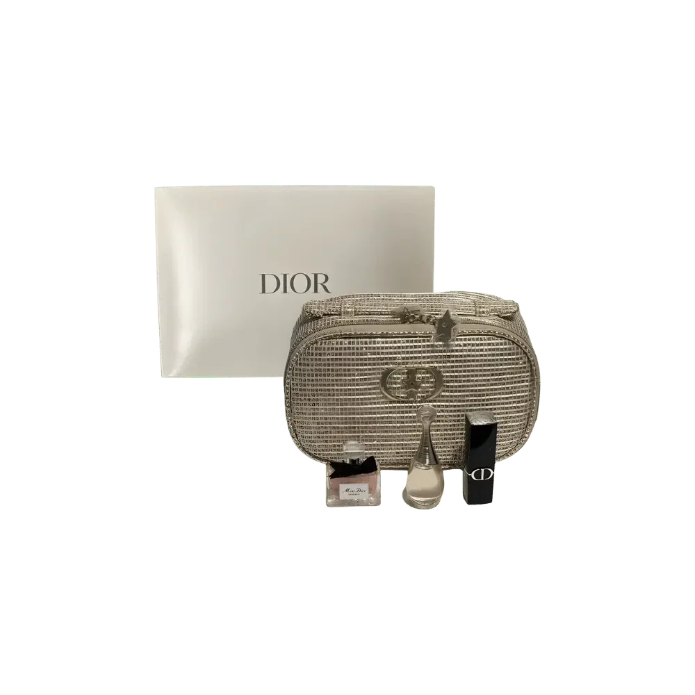 Dior Christmas Limited Edition Four Piece Set with Gold Makeup Bag