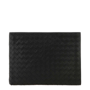 Intrecciato Flat Leather Pouch - Black