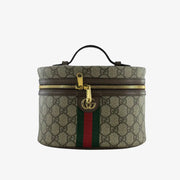 C571 - Gucci Brown Canvas Monogram Vanity Case