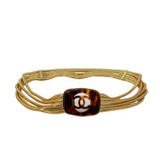 C545 - CHANEL Gold Gold-Mesh Multi Strand Chain Tortoise CC Logo Spring Belt