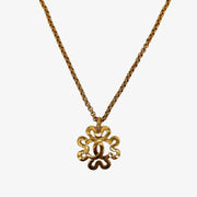 JT309 - CHANEL Vintage Squiggle Border Gold Plated Necklace