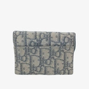 JT431 - CHRISTIAN DIOR Gray Oblique Jacquard Saddle Flap Card Holder