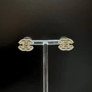 RE334 - CHANEL Vintage CC Black &amp; White Silver Crystal Earrings