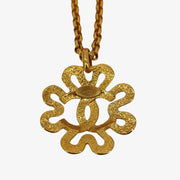 JT309 - CHANEL Vintage Squiggle Border Gold Plated Necklace