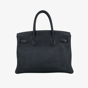 RA075 - HERMES Birkin 30 Black Taurillon Clemence Leather Handbag