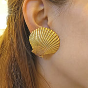 JM634 - YSL Vintage Gold Plated Shell Clip-On Earrings