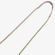 C586 - CHANEL Pink Calfskin Imitation Pearl Flap Card Holder With Chain