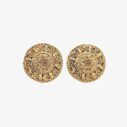 JS480 - CHANEL Vintage Round Gold Plated Clip-On Earrings