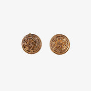 JW610 - CHANEL Vintage Round Gold Plated Clip-On Earrings
