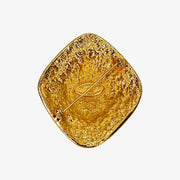 RC322 - CHANEL Vintage Diamond Shaped Gold Plated Brooch