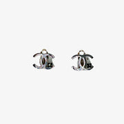 RC334 - CHANEL CC Logo With Black Crystal Earrings