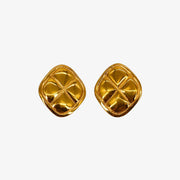 RB454 - CHANEL Vintage Clover Gold Plated Clip-On Earrings