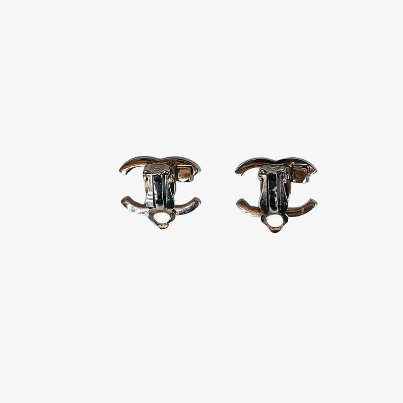 RC334 - CHANEL CC Logo With Black Crystal Earrings