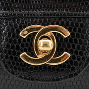 JQ960 - CHANEL Vintage Black Lizard Skin 23cm Classic Flap Bag