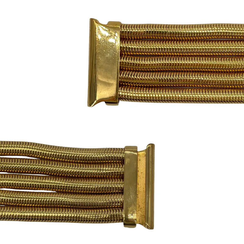C545 - CHANEL Gold Gold-Mesh Multi Strand Chain Tortoise CC Logo Spring Belt