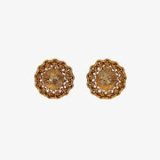 RC324 - CHANEL Vintage Round Gold Plated Clip-On Earrings