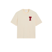 Beige Cotton Ami de Coeur Patch T-Shirt (WHITE CREAM)