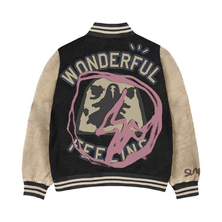Cactus Jack by Travis Scott For Fragment Manifest Letterman Jacket Black
