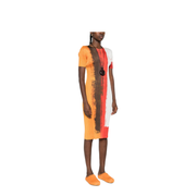 Pleated Paint-effect Midi Dress In Multi