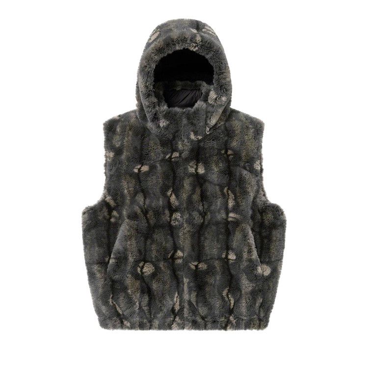 Supreme Faux Fur Hooded Vest Black