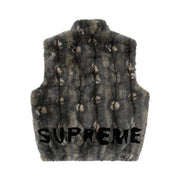 Supreme Faux Fur Hooded Vest Black