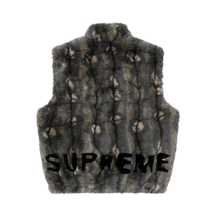Supreme Faux Fur Hooded Vest Black